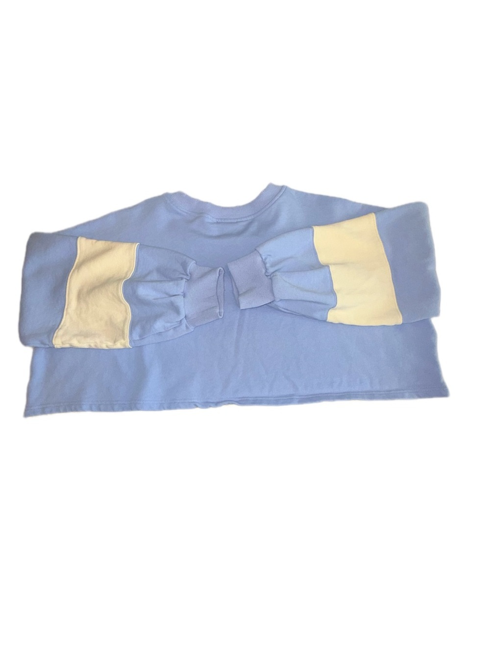 VICI Colorblock Cropped Sweatshirt Women’s Medium Blue Yellow Balloon Sleeve - Picture 4 of 10